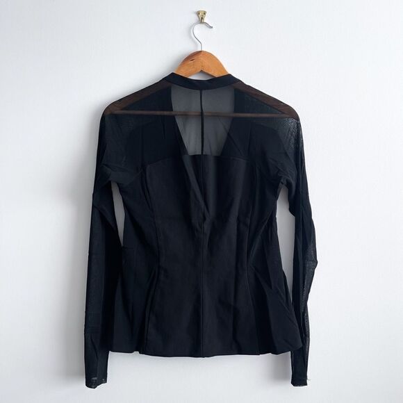 Joseph Ribkoff Blazer Sheer Sleeves Yoke Black Stretchy Women's 8 Button - Picture 2 of 8